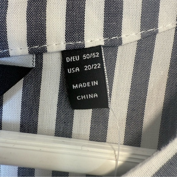 Ulla Popken Gray White Striped Lightweight Shirt Dress Size 20/22 NWT - Picture 3 of 6